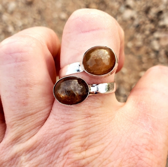 New Golden Rutile Adjustable 925 Silver Ring. - Picture 12 of 16